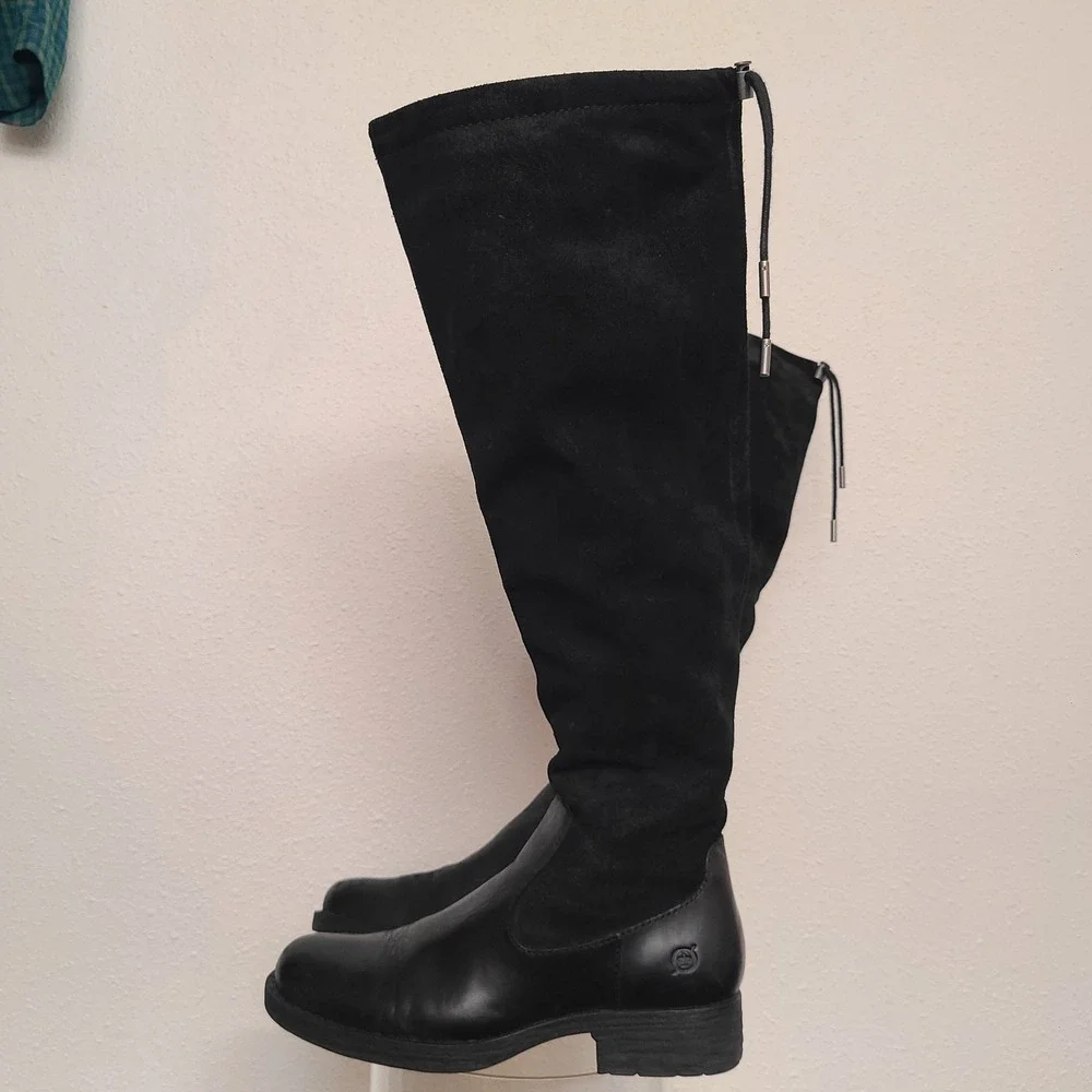 Born Laguna US 6.5 Tall Knee High‎ Black Riding Boots Leather Preppy Equestrian